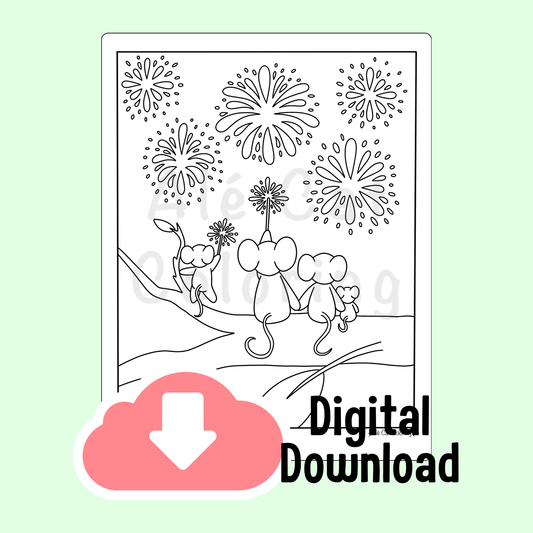 Summer - Fireworks - Mice Like Us Coloring Page